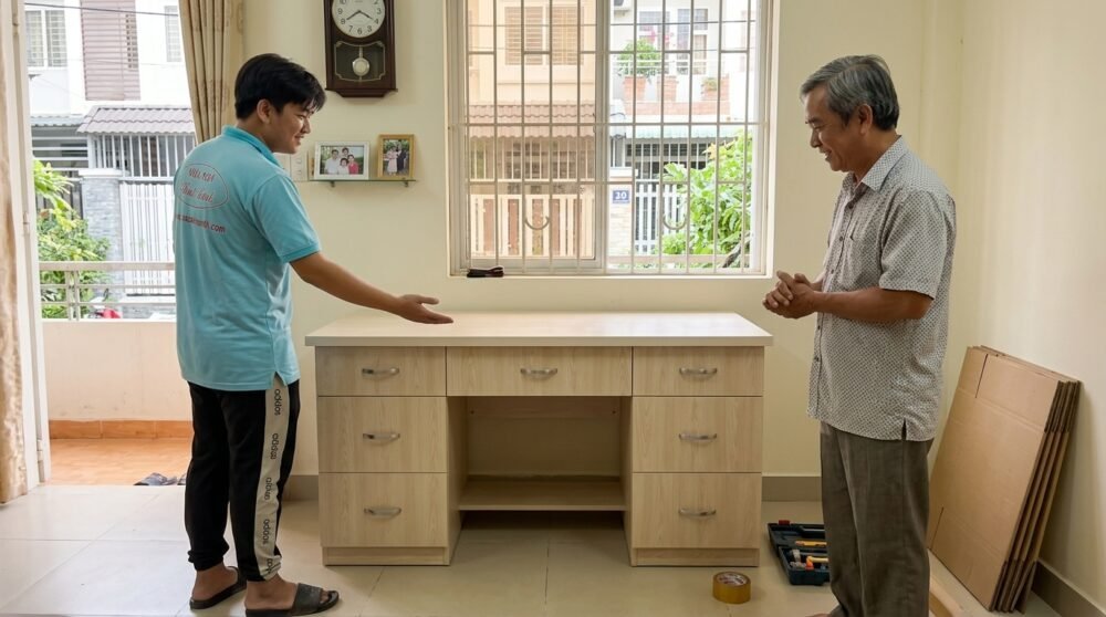 Bàn văn phòng hiện đại MS 3445 - bề mặt hoàn thiện