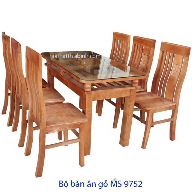 Bộ bàn ăn gỗ xoan đào Bộ bàn ăn gỗ xoan đào MS 9752 - góc nghiêng