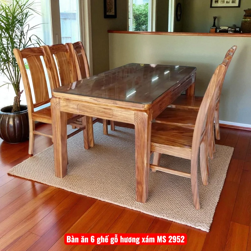 Bàn ăn 6 ghế gỗ hương xám MS 2952
