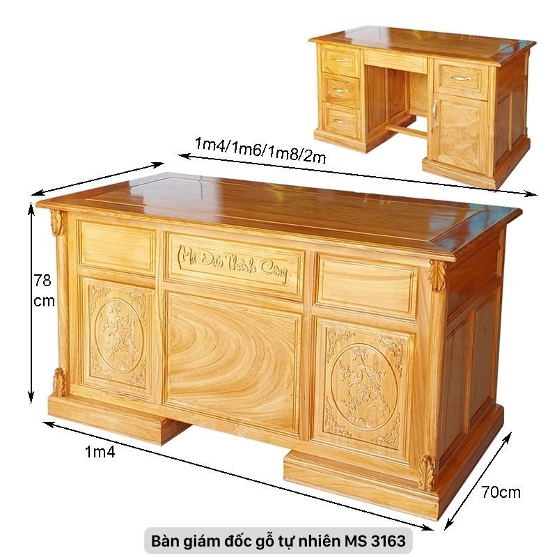 Kích thước bàn giám đốc gỗ tự nhiên