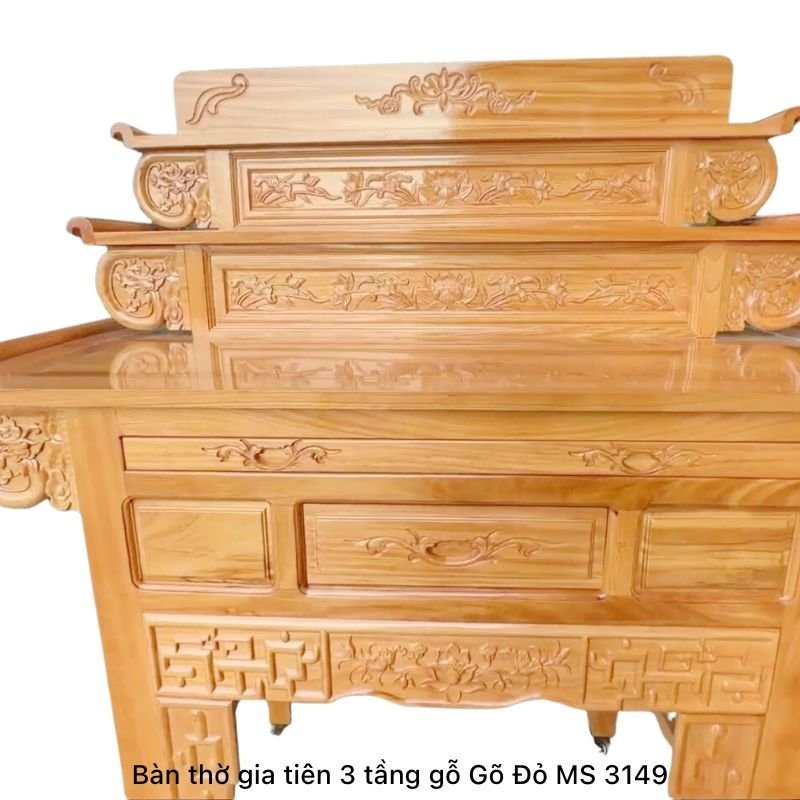 Bàn thờ 3 tầng gỗ gõ đỏ