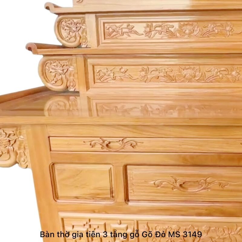 Bàn thờ 3 tầng gỗ gõ đỏ