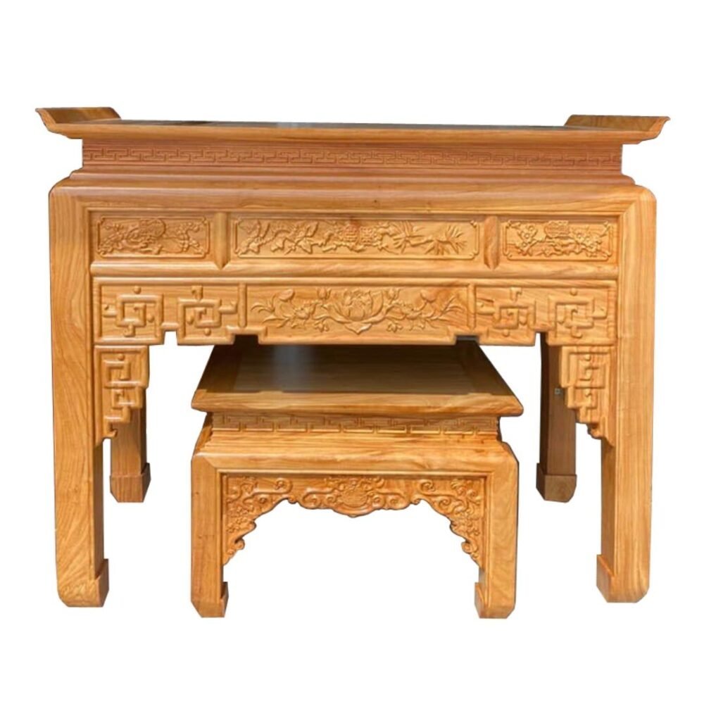 Bàn thờ gia tiên đẹp gỗ gõ đỏ MS 3073 - nhìn tổng thể