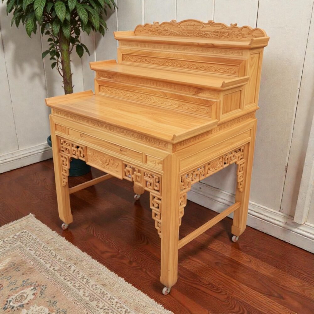 Bàn thờ gỗ gõ đỏ 3 tầng cao cấp MS 3376 - kỹ thuật đóng mộng chắc chắn
