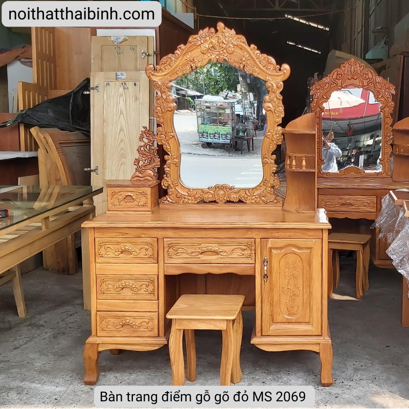 Bàn trang điểm gỗ gõ đỏ MS 2036