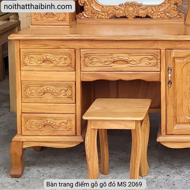Bàn trang điểm gỗ gõ đỏ MS 2036
