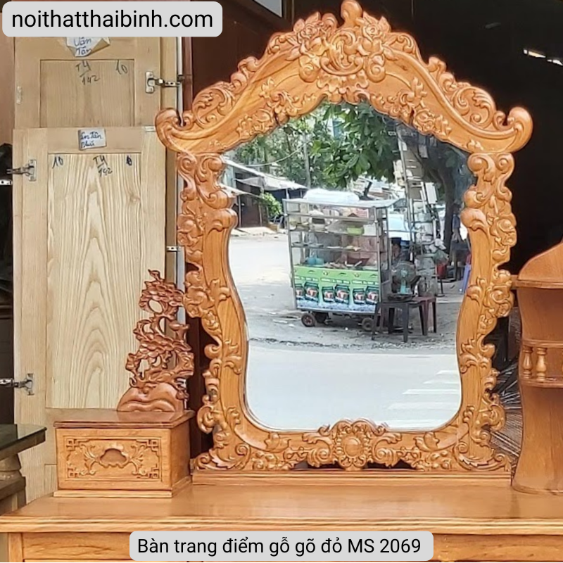 Bàn trang điểm gỗ gõ đỏ MS 2036