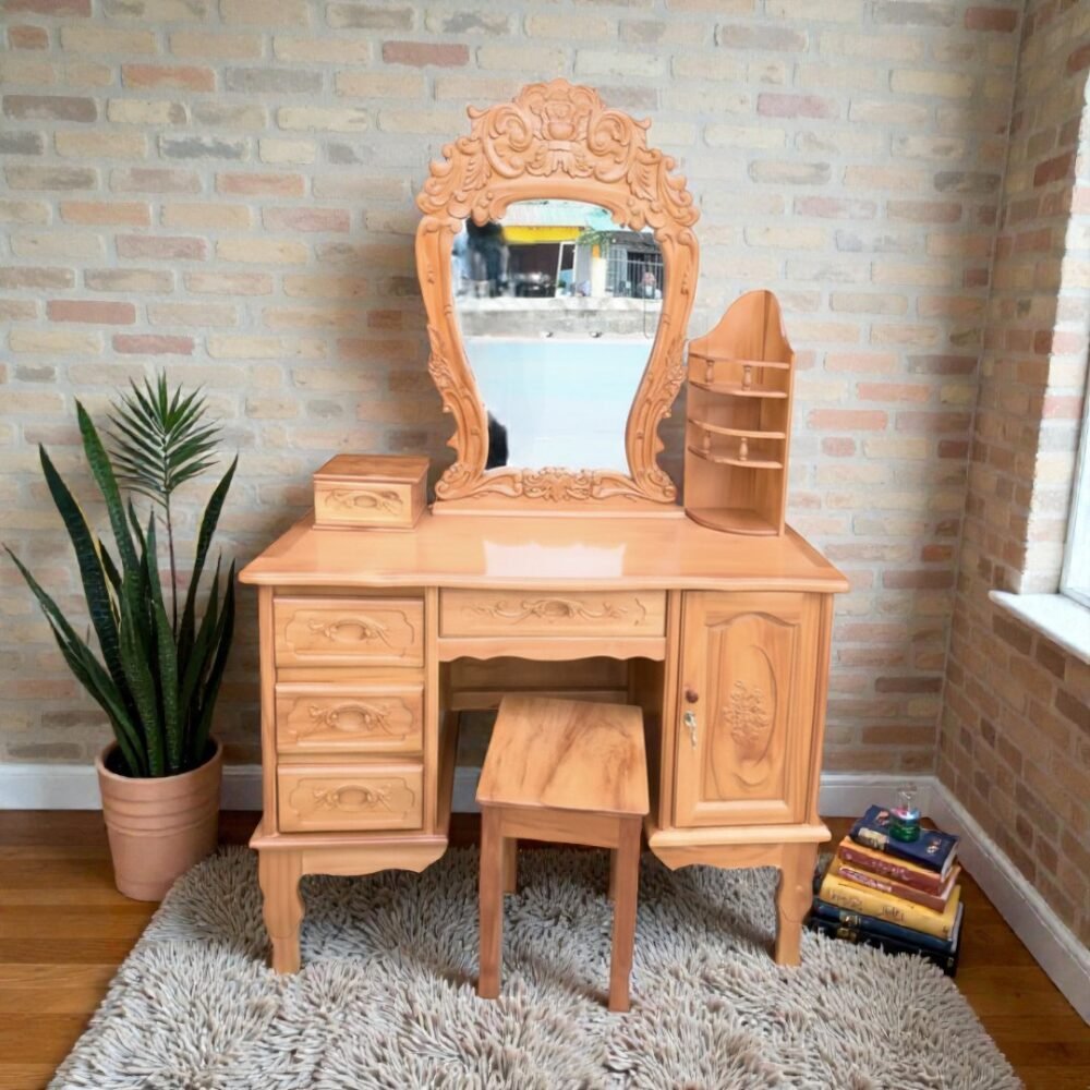Bàn trang điểm gỗ gõ đỏ tự nhiên cao cấp