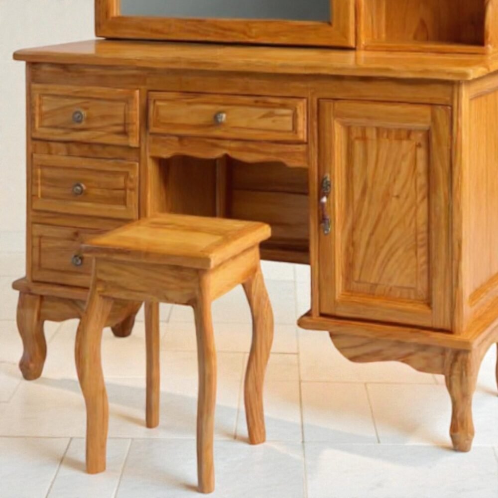 Bàn trang điểm gỗ gõ đỏ MS 3358 - góc nghiêng