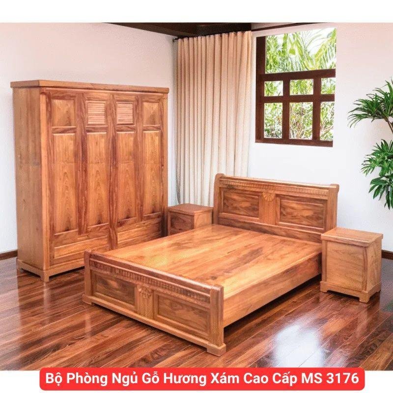 Bộ Phòng Ngủ Gỗ Vân Hương Xám Cao Cấp MS 3176