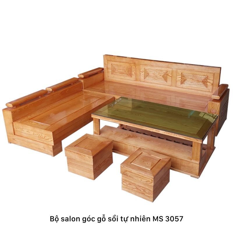 Bộ salon góc gỗ sồi tự nhiên Bộ salon góc gỗ sồi tự nhiên