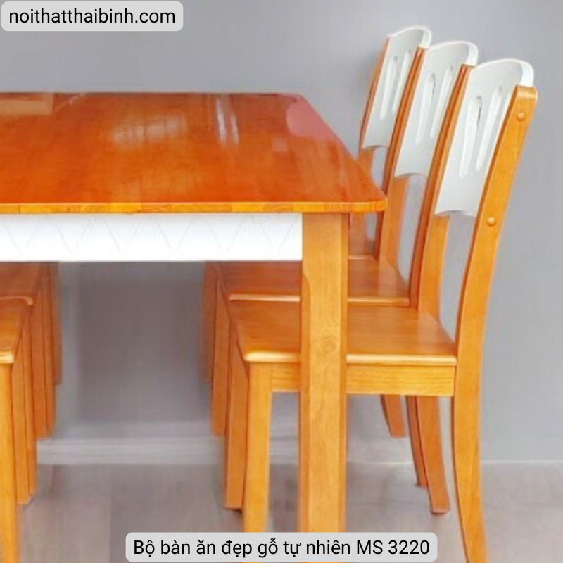 Chi tiết hoàn thiện bề mặt và vân gỗ tự nhiên bộ bàn ăn gỗ