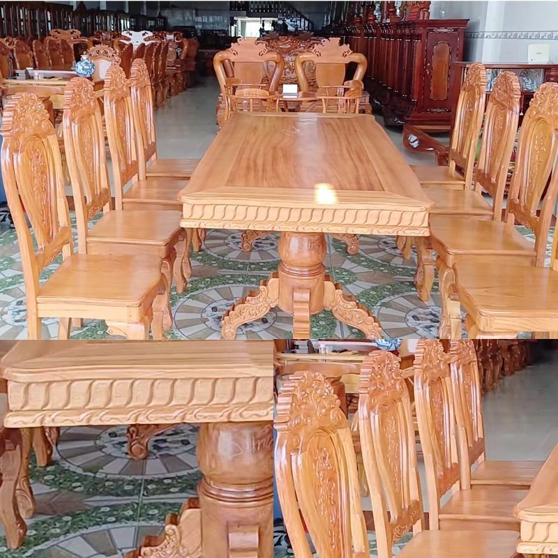 Bộ bàn ăn 8 ghế gỗ gõ đỏ MS 3141