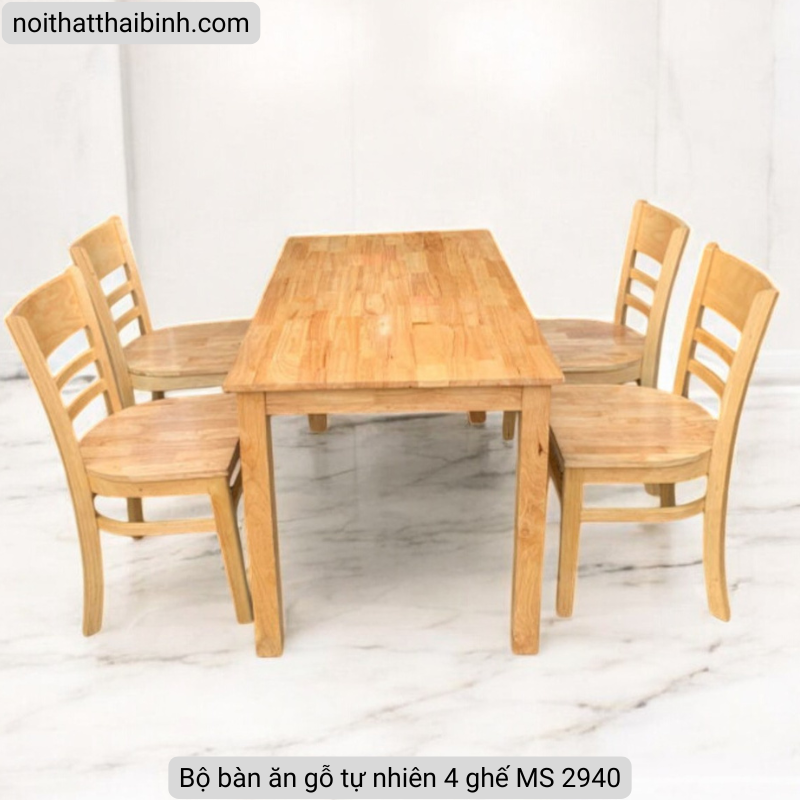 Bộ bàn ăn gỗ tự nhiên 4 ghế