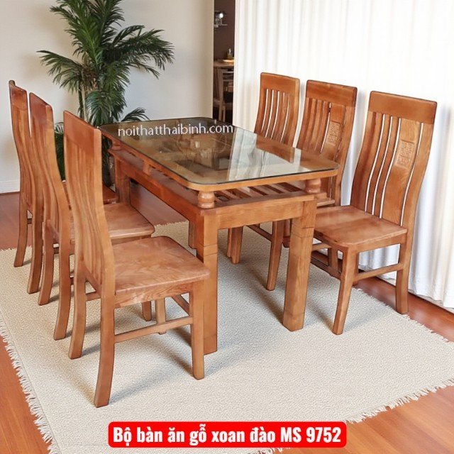 Bộ bàn ăn gỗ xoan đào MS 9752