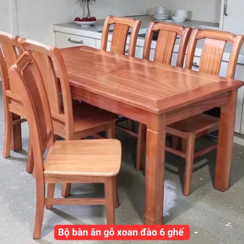 Bộ bàn ăn gỗ xoan đào 6 ghế MS 2901