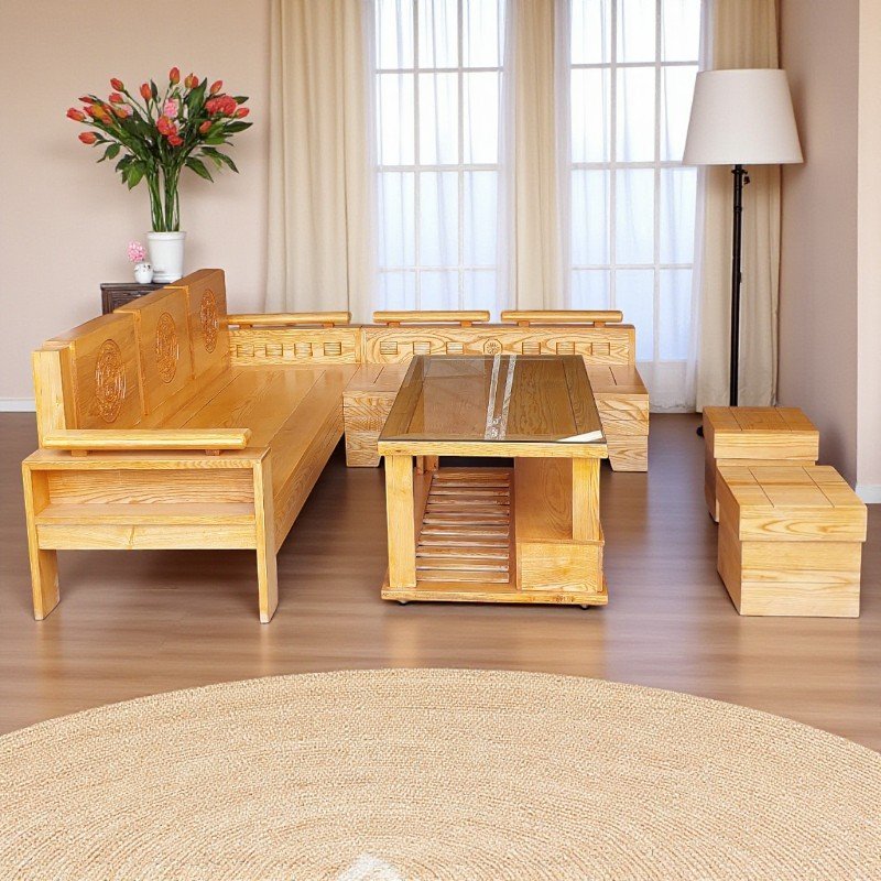 Bộ ghế sa lông gỗ sồi tự nhiên