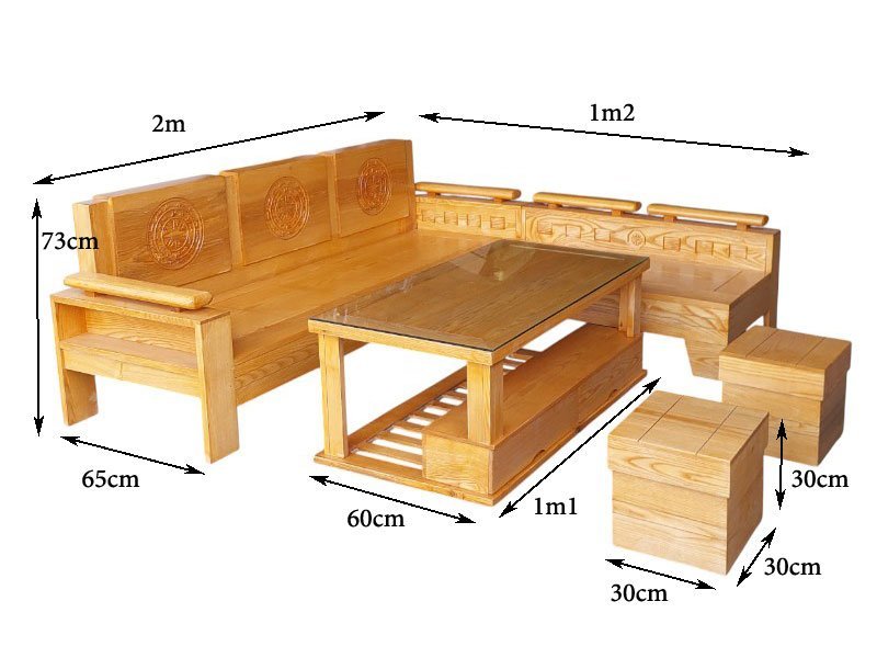 Bộ ghế sa lông gỗ sồi tự nhiên