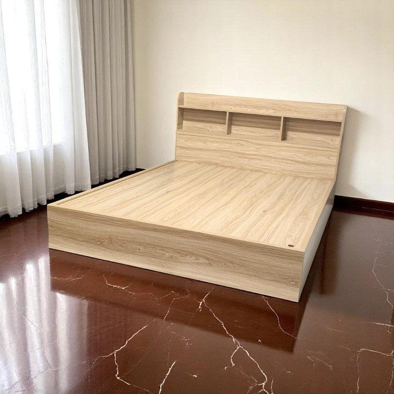 Giường ngủ hiện đại màu gỗ sáng cao cấp