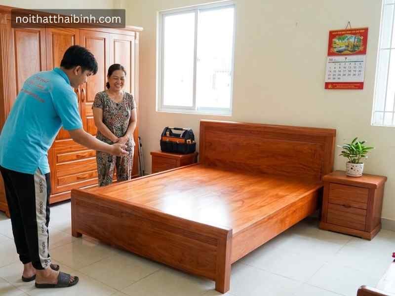 Bộ phòng ngủ gỗ tự nhiên vân Đinh Hương
