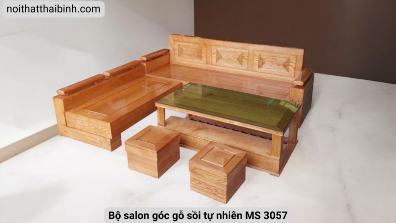 Bộ salon góc gỗ sồi tự nhiên Bộ salon góc gỗ sồi tự nhiên