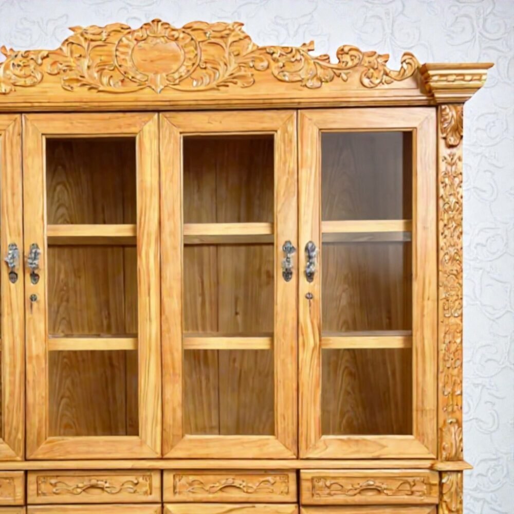 Tủ rượu gỗ gõ đỏ tự nhiên sang trọng MS 3359 - nhìn tổng thể
