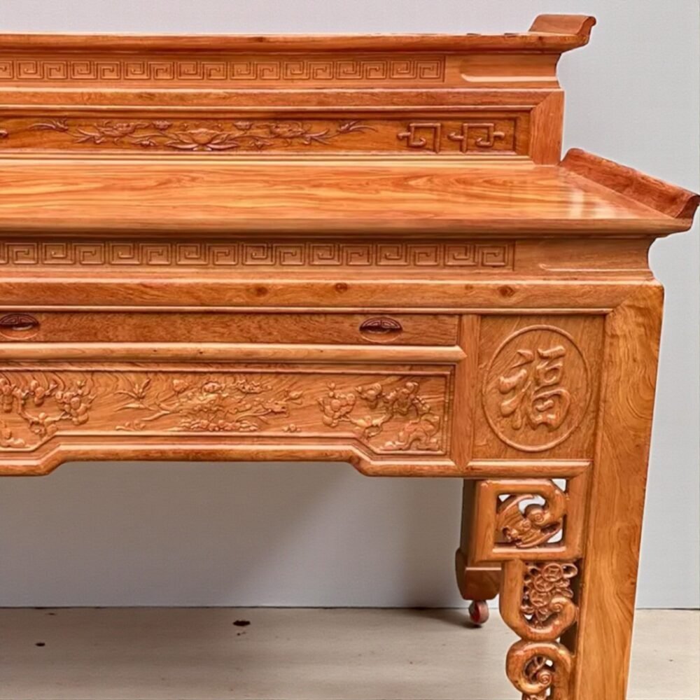 Bàn cúng 2 tầng gỗ hương đá MS 3336 - kỹ thuật đóng mộng chắc chắn