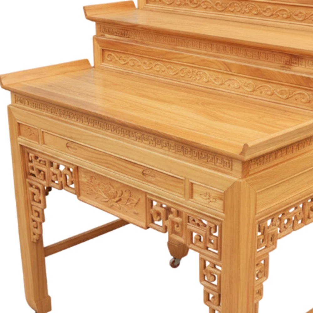 Bàn thờ gỗ gõ đỏ 3 tầng cao cấp MS 3376 - nhìn tổng thể
