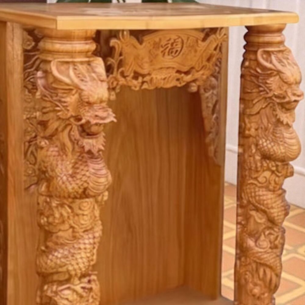 Chi tiết bàn thờ ông địa gỗ tự nhiên