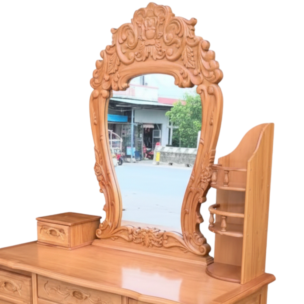 Chi tiết bàn trang điểm gỗ gõ đỏ bền đẹp