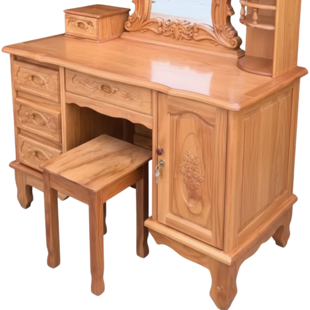 Chi tiết bàn trang điểm gỗ gõ đỏ phòng ngủ hiện đại