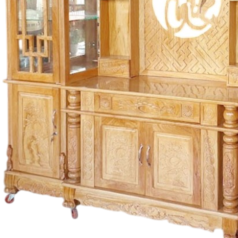 Kệ tivi gỗ gõ đỏ kết hợp bàn thờ & tủ rượu MS 3375 - nhìn tổng thể