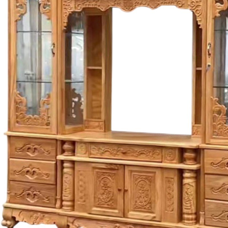 Kệ tivi kết hợp tủ rượu gỗ gõ đỏ MS 3325 - nhìn tổng thể
