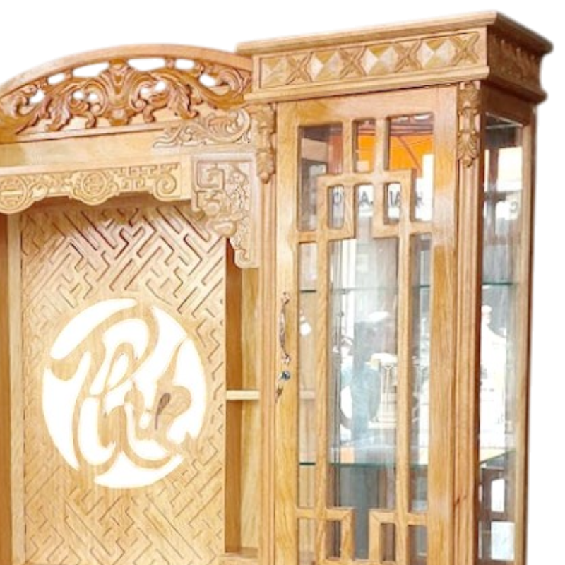 Kệ tivi gỗ gõ đỏ kết hợp bàn thờ & tủ rượu MS 3375 - chi tiết vân gỗ tự nhiên