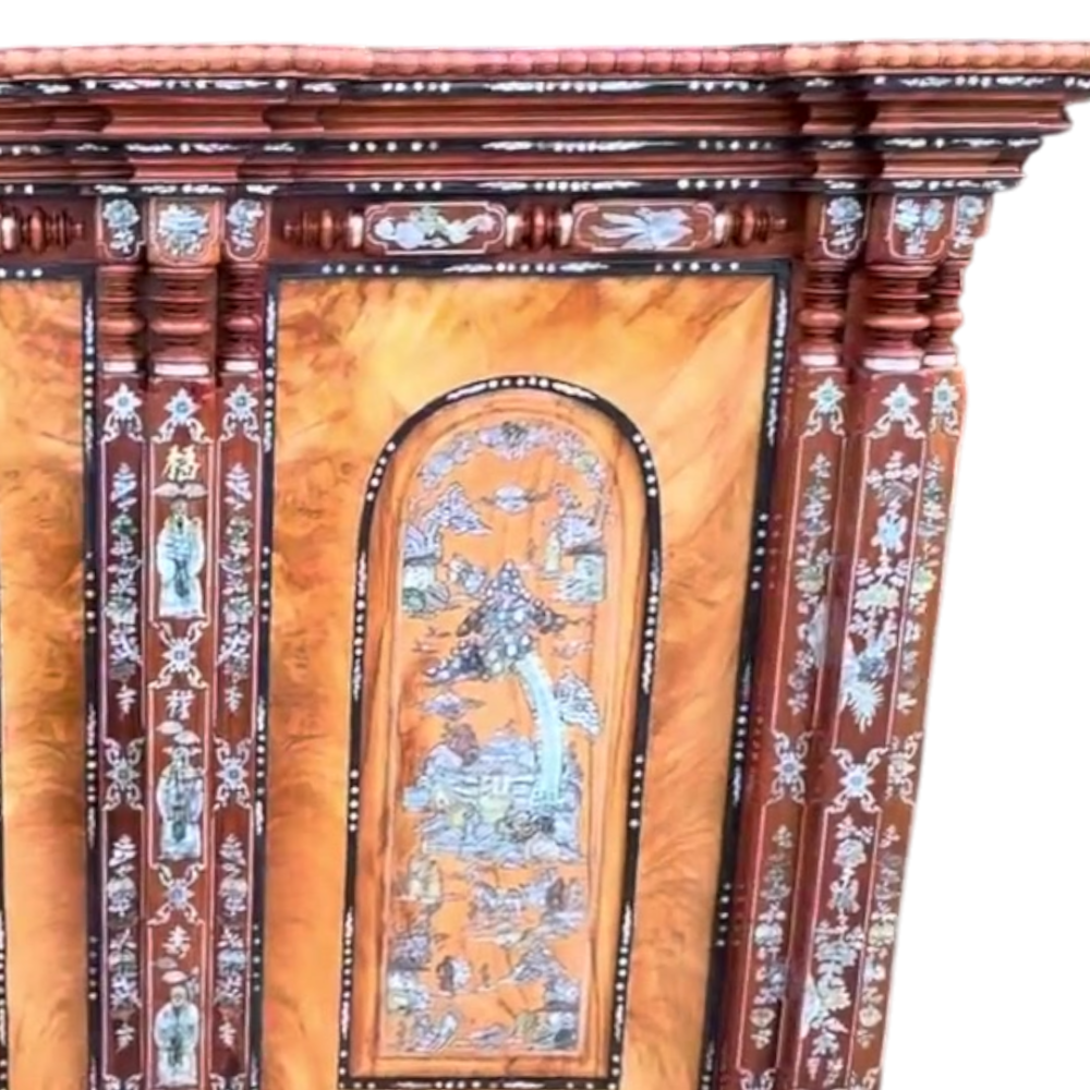 Chi tiết tủ thờ đẹp cẩn xà cừ sang trọng chuẩn phong thủy