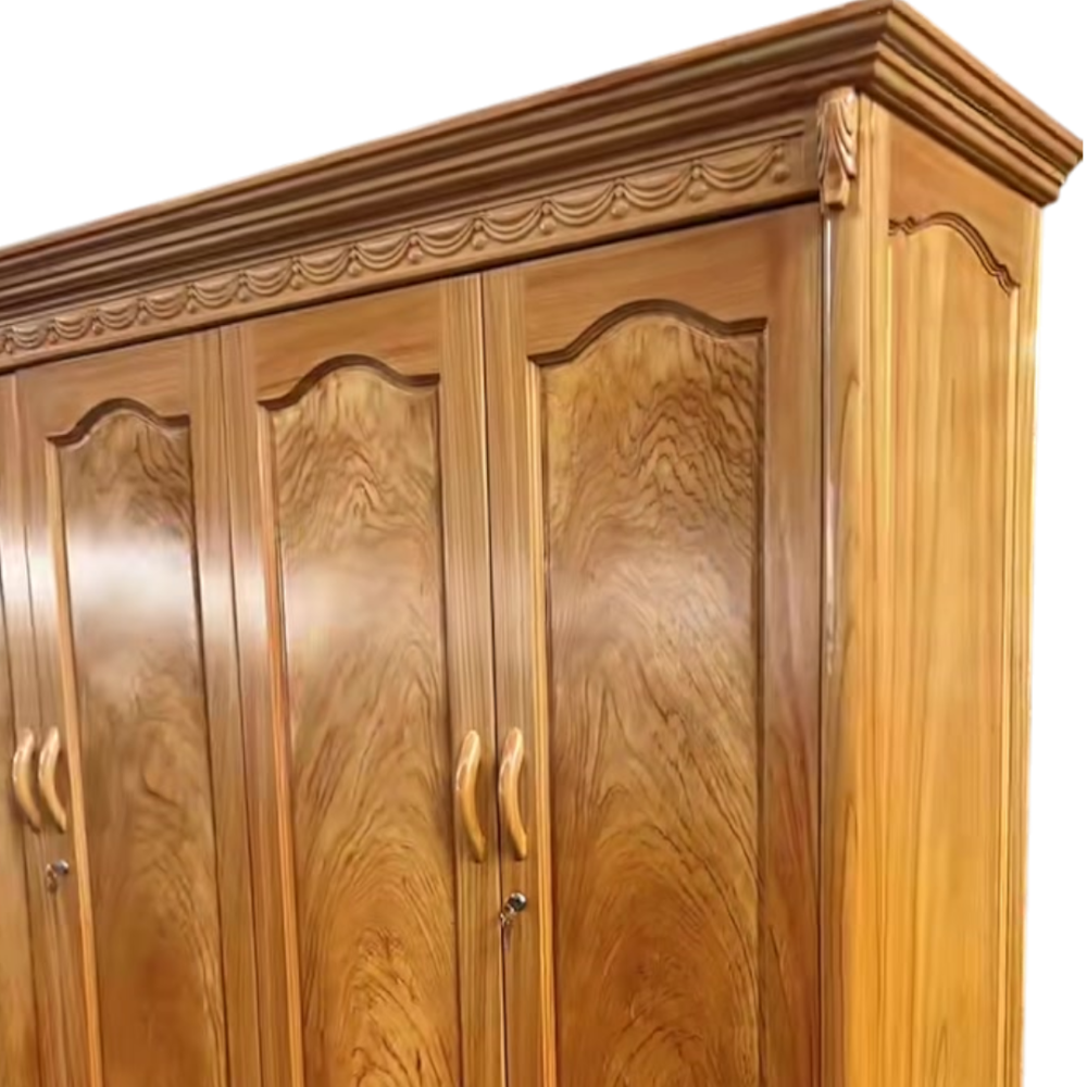 Chi tiết vân gỗ tủ quần áo 4 cánh gỗ gõ đỏ
