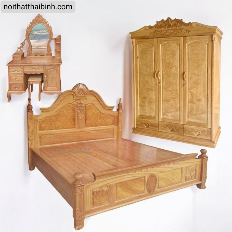 Bộ phòng ngủ gỗ gõ đỏ tự nhiên