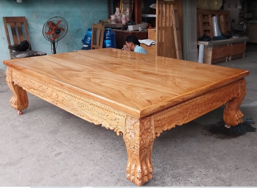Đi văng gỗ gõ đỏ tự nhiên MS 3286 - chi tiết vân gỗ tự nhiên
