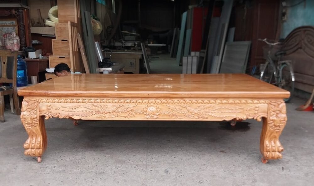 Đi văng gỗ gõ đỏ tự nhiên MS 3286 - kỹ thuật đóng mộng chắc chắn