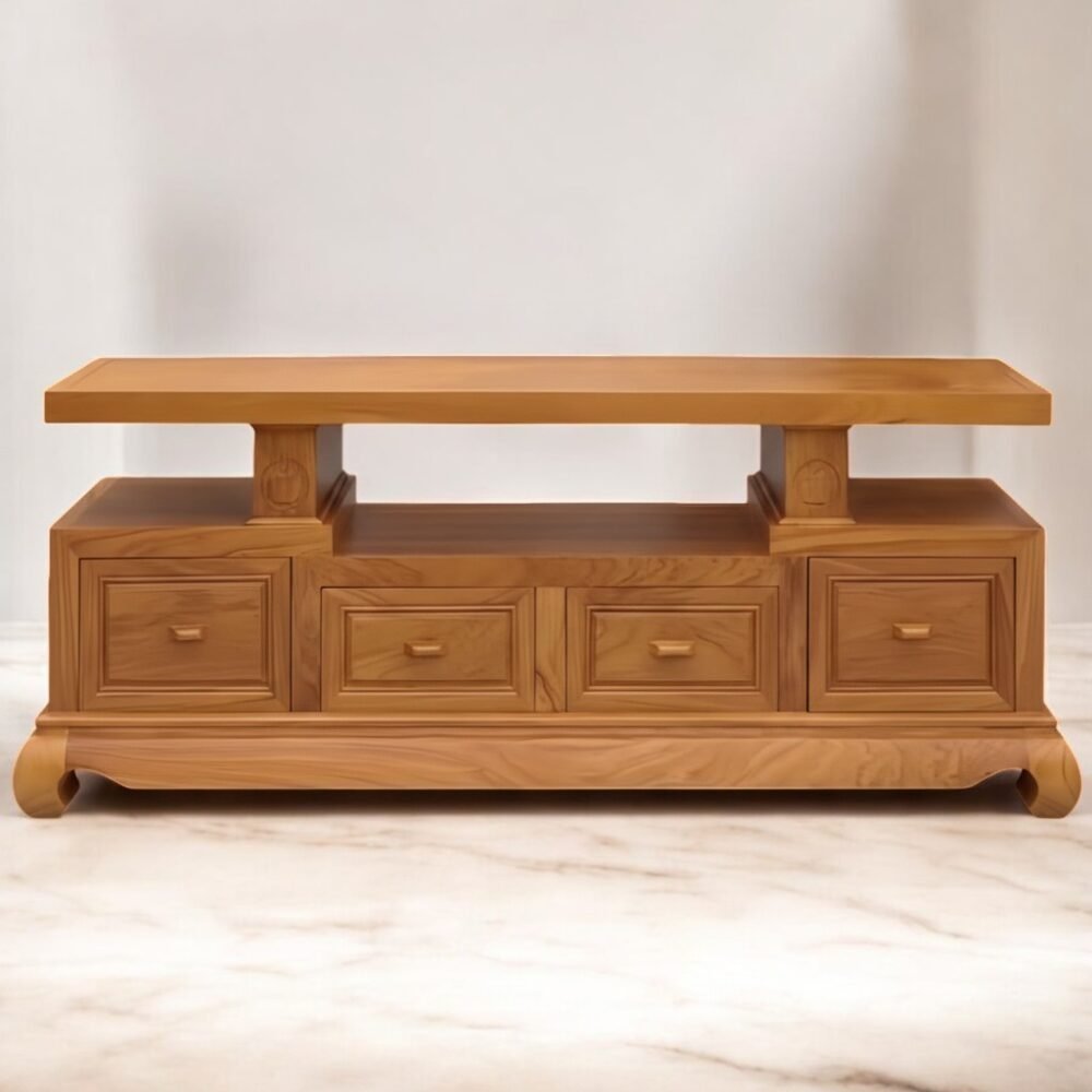 Kệ tivi gỗ gõ đỏ tự nhiên MS 3354