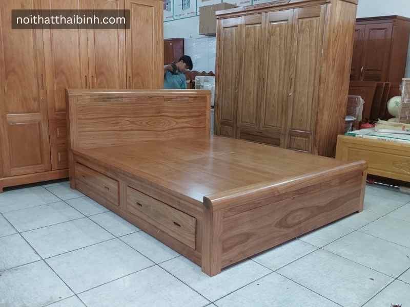 Giường Ngủ Gỗ Tự Nhiên Cao Cấp Mã 3078 Có Ngăn Kéo Tiện Lợi - kỹ thuật đóng mộng chắc chắn