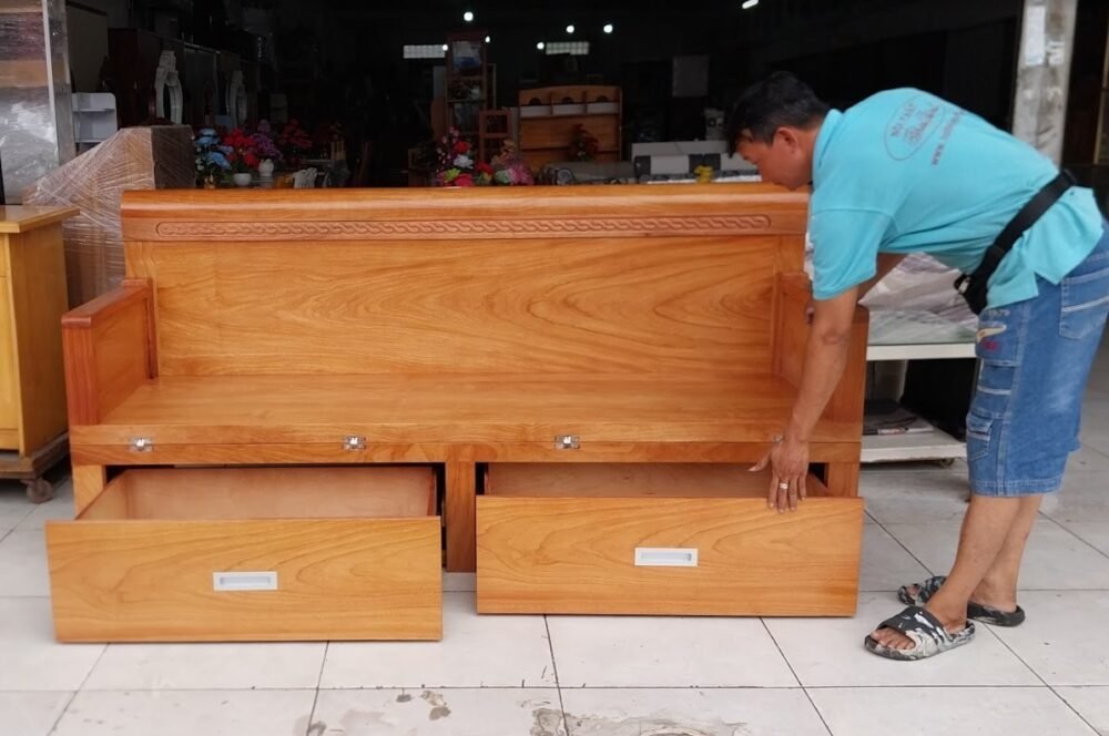 Giường gấp gỗ tự nhiên cao cấp MS 3290 - bề mặt hoàn thiện