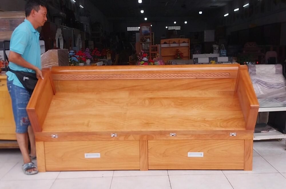 Giường gấp gỗ tự nhiên cao cấp MS 3290 - nhìn tổng thể