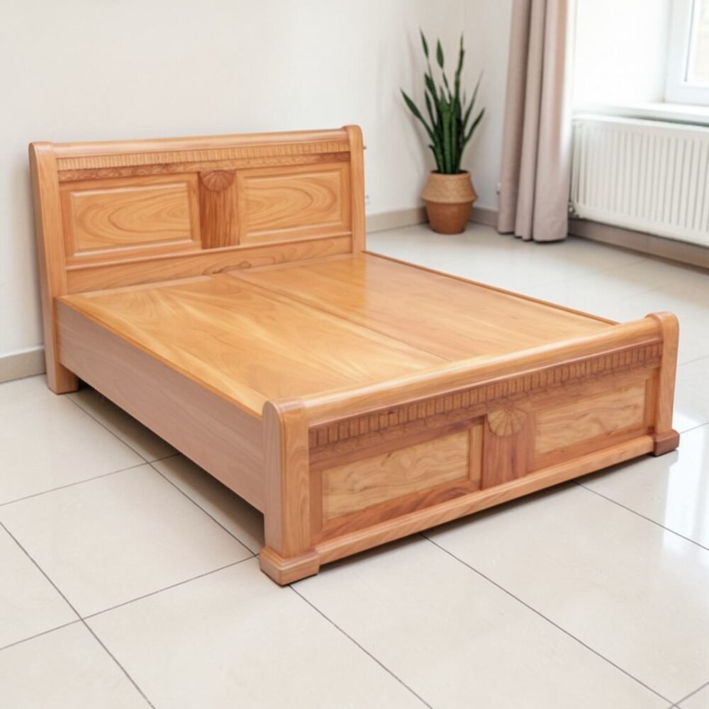 Giường ngủ gỗ vân gõ 1m8 đẹp hiện đại