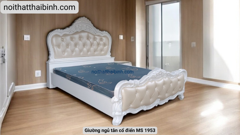Giường ngủ tân cổ điển MS 1953 - kỹ thuật đóng mộng chắc chắn