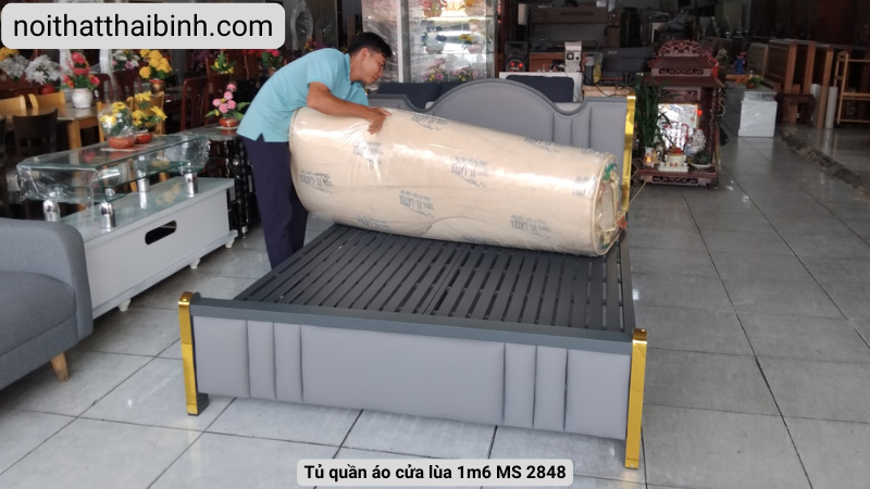 Giường sắt 1m6