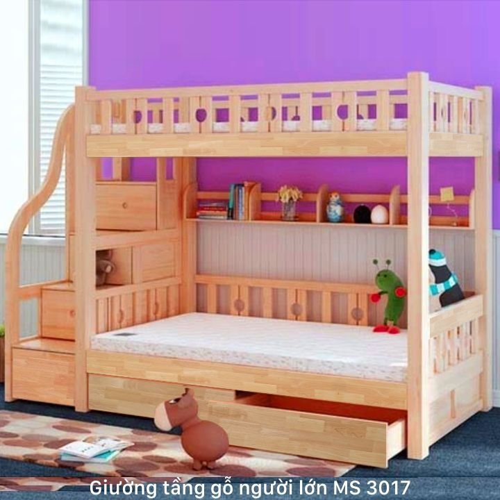 Giường tầng gỗ người lớn và trẻ em MS 3017