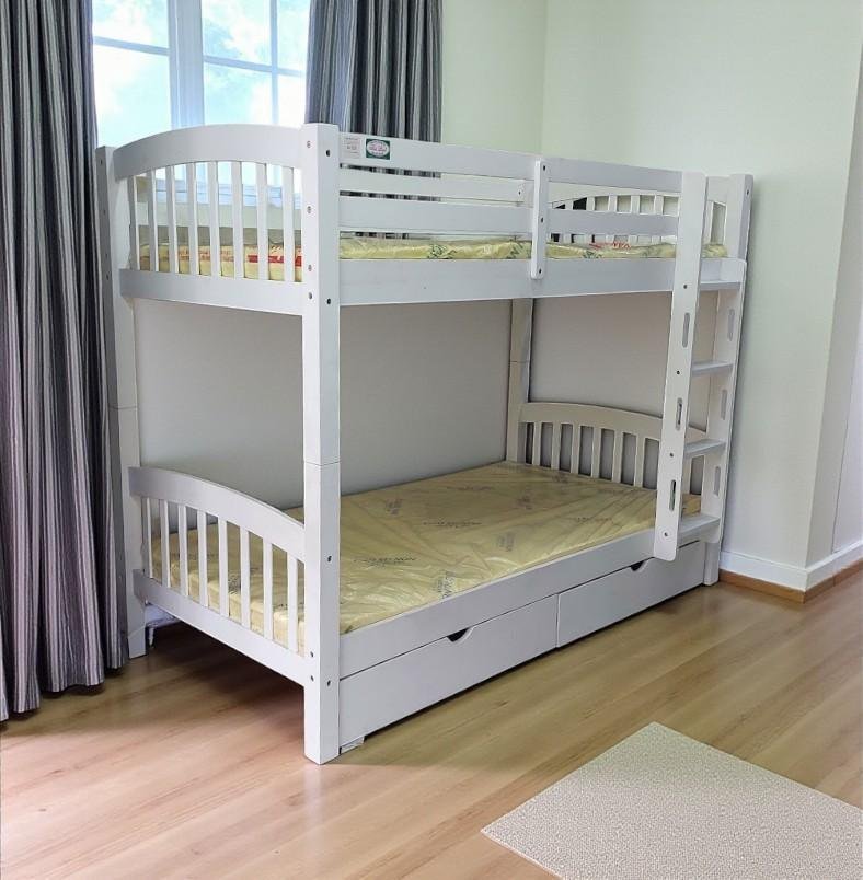 Giường tầng gỗ tự nhiên đẹp cho bé trai gái