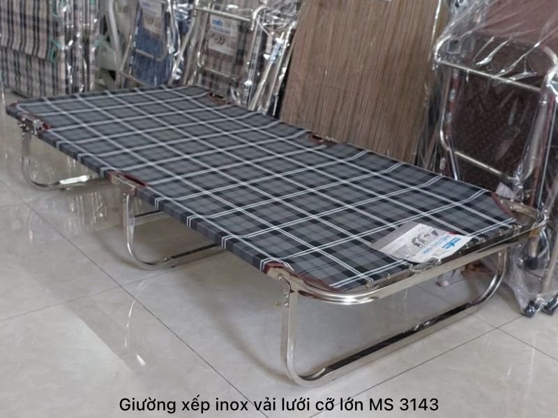 Giường xếp inox vải lưới cỡ lớn Giường xếp inox vải lưới cỡ lớn
