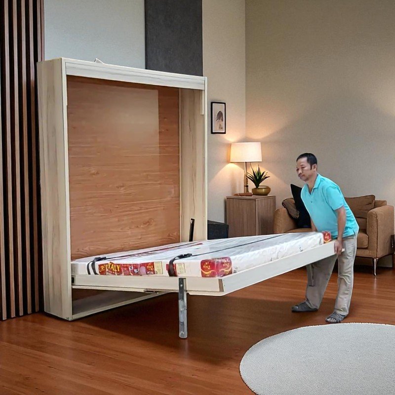 Giường xếp thông minh MS 9949 - chi tiết vân gỗ tự nhiên